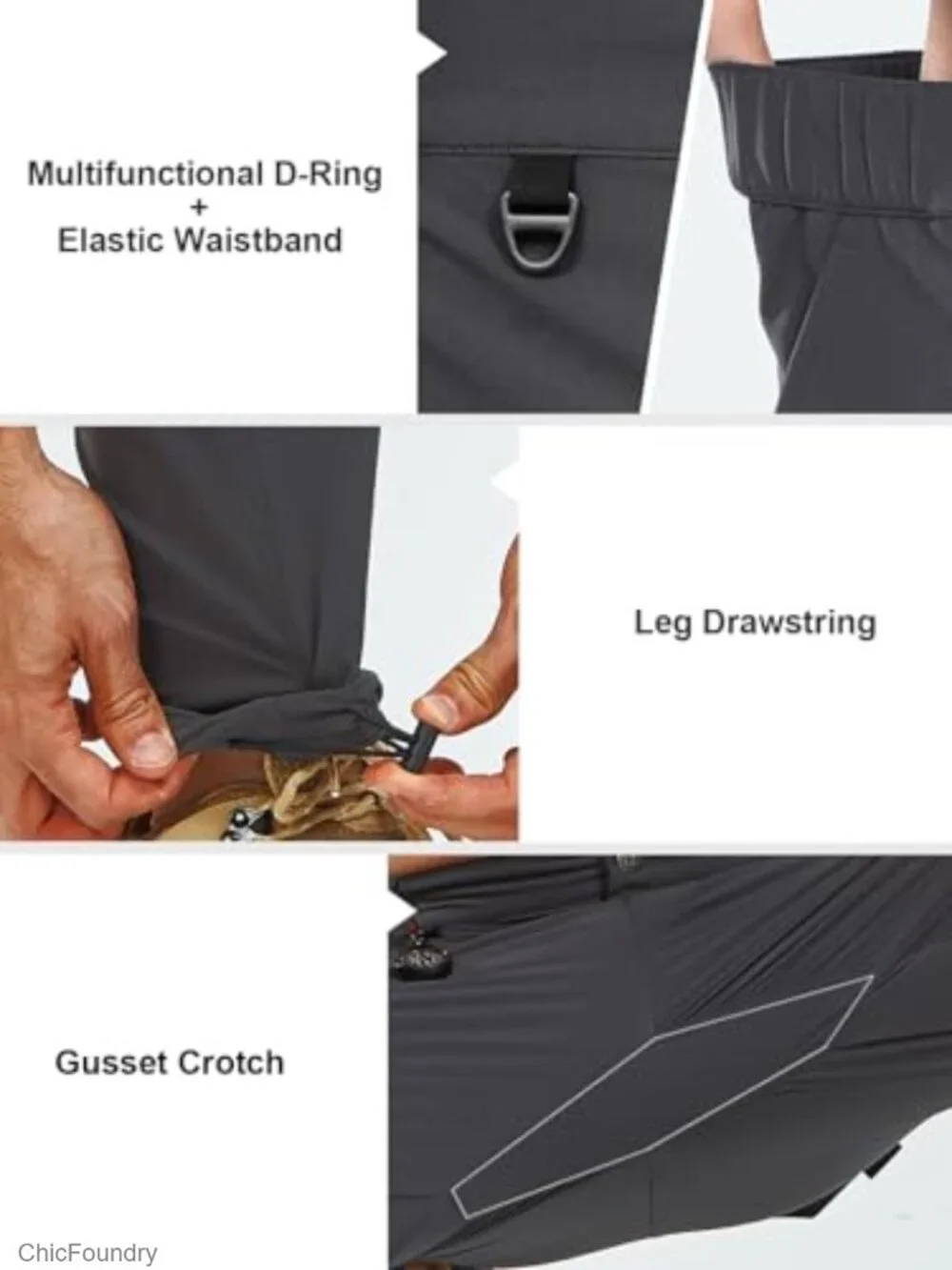 Men's Cargo Hiking Pants Lightweight Quick Dry Outdoor Sweatpants Multi Pockets